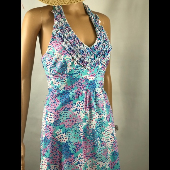 Lilly Pulitzer Lillian blue halter style dress sz 4 - Picture 5 of 6